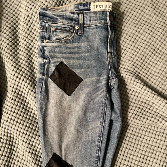 Elizabeth & James Textile Leather Patchwork Denim Jeans - Picture 2 of 9
